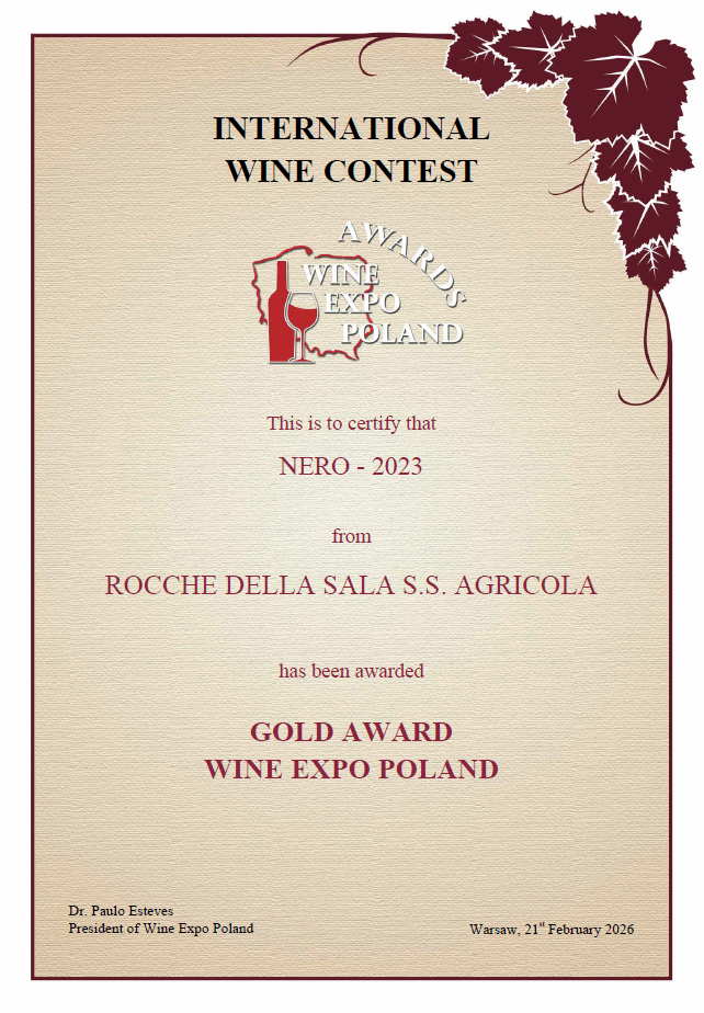Premio Wine expo Poland Nero 2023 DOC SICILIA Rocche della Sala